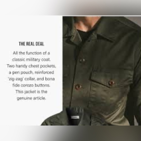 Buck Mason: The Cotton Sateen Alfa Military Shirt MED - Picture 3 of 7